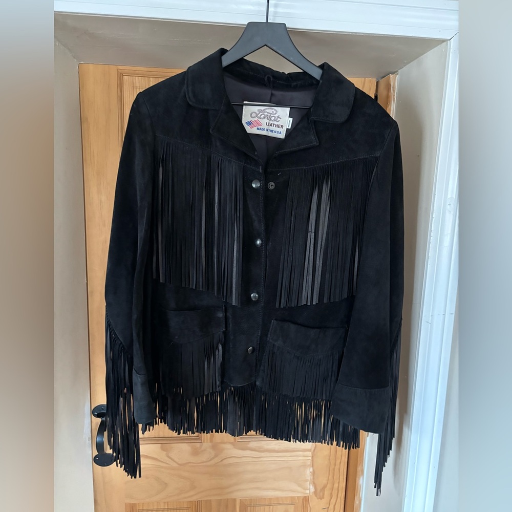 Black Suede Fringe Leather Jacket by - Picture 16 of 16